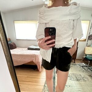 Vintage Off the Shoulder White Algodon Shirt